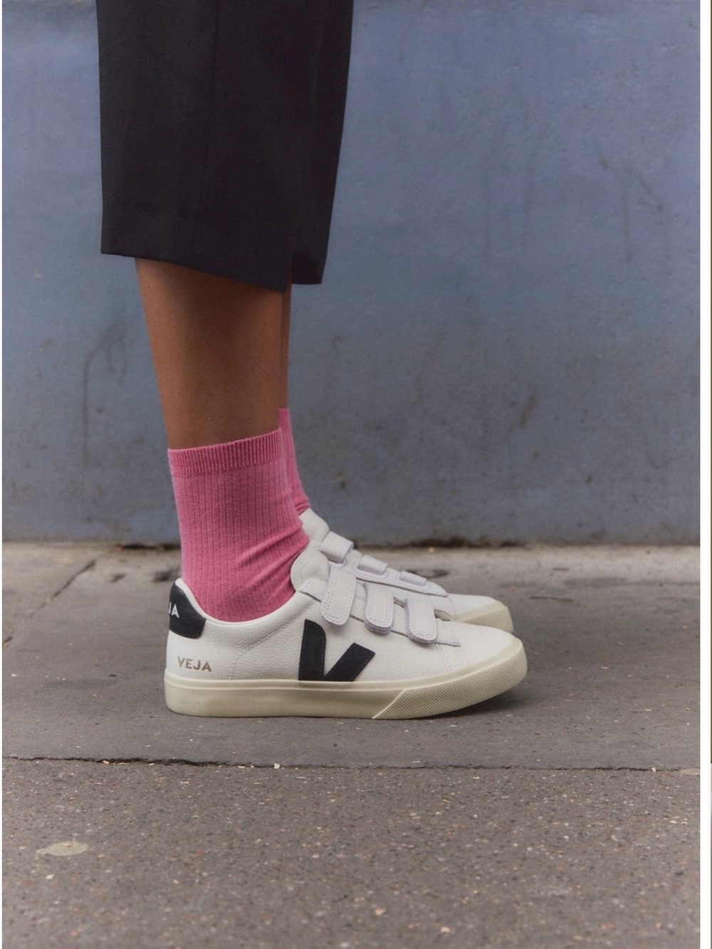 Veja White Leather Sneakers with Black V Logo and Cream Sole